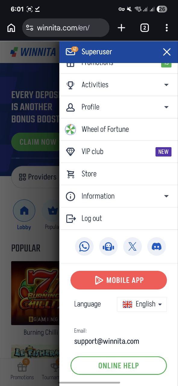 Android · menu App mobile — immagine della guida pubblicata da Winnita